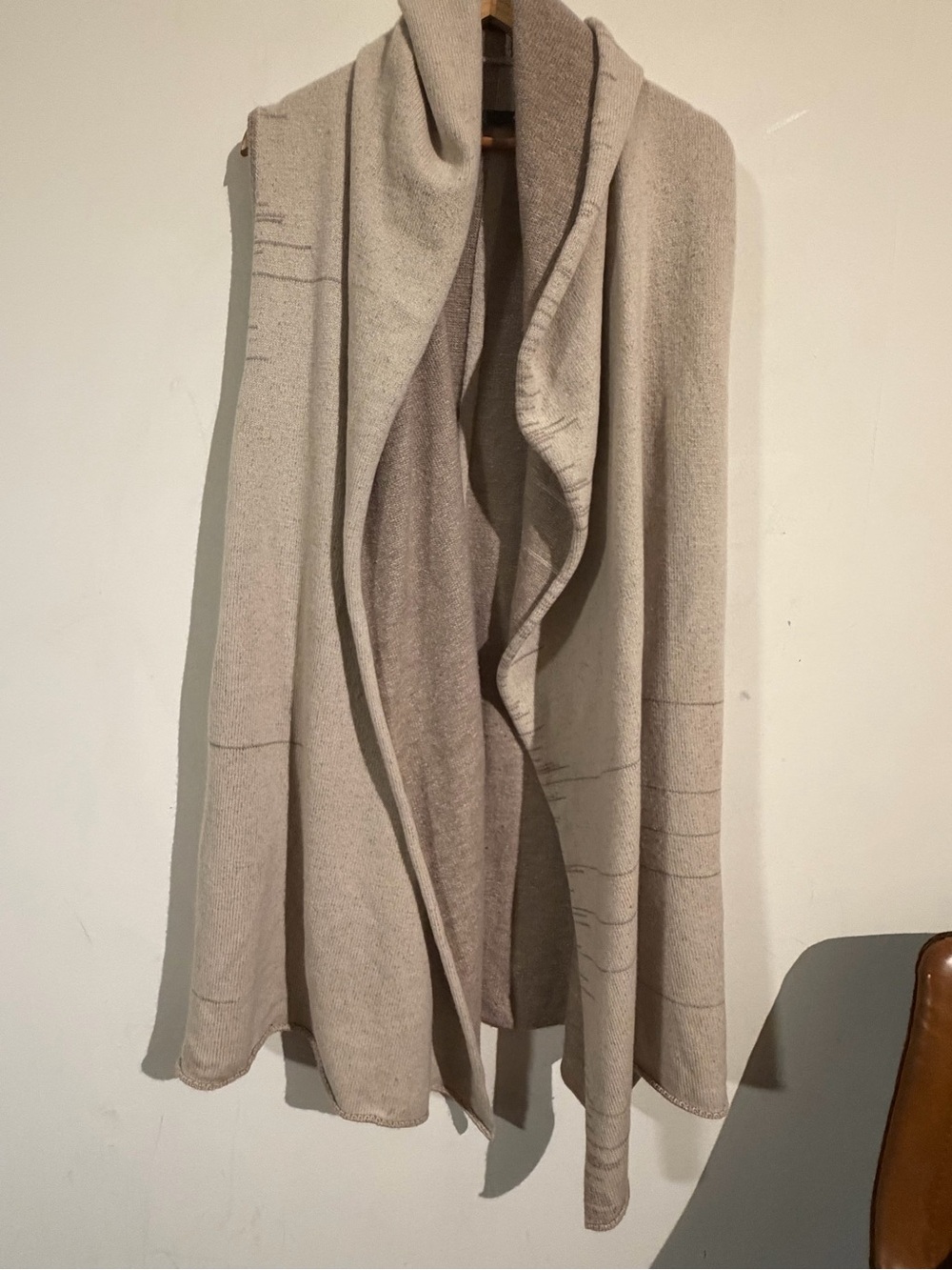 The Row Open-Front Drape Cardigan in Light Taupe